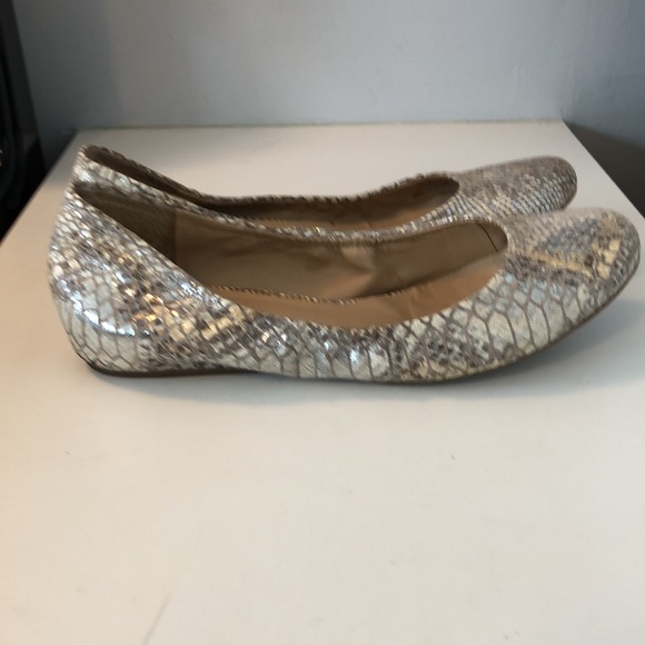 Neutral, metallic, snakeskin patterned flats - Picture 4 of 12